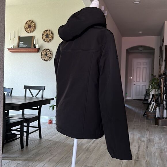 Tommy Hilfiger Hooded Soft Shell Jacket Black Lightweight Waterproof S Classic - Picture 7 of 10